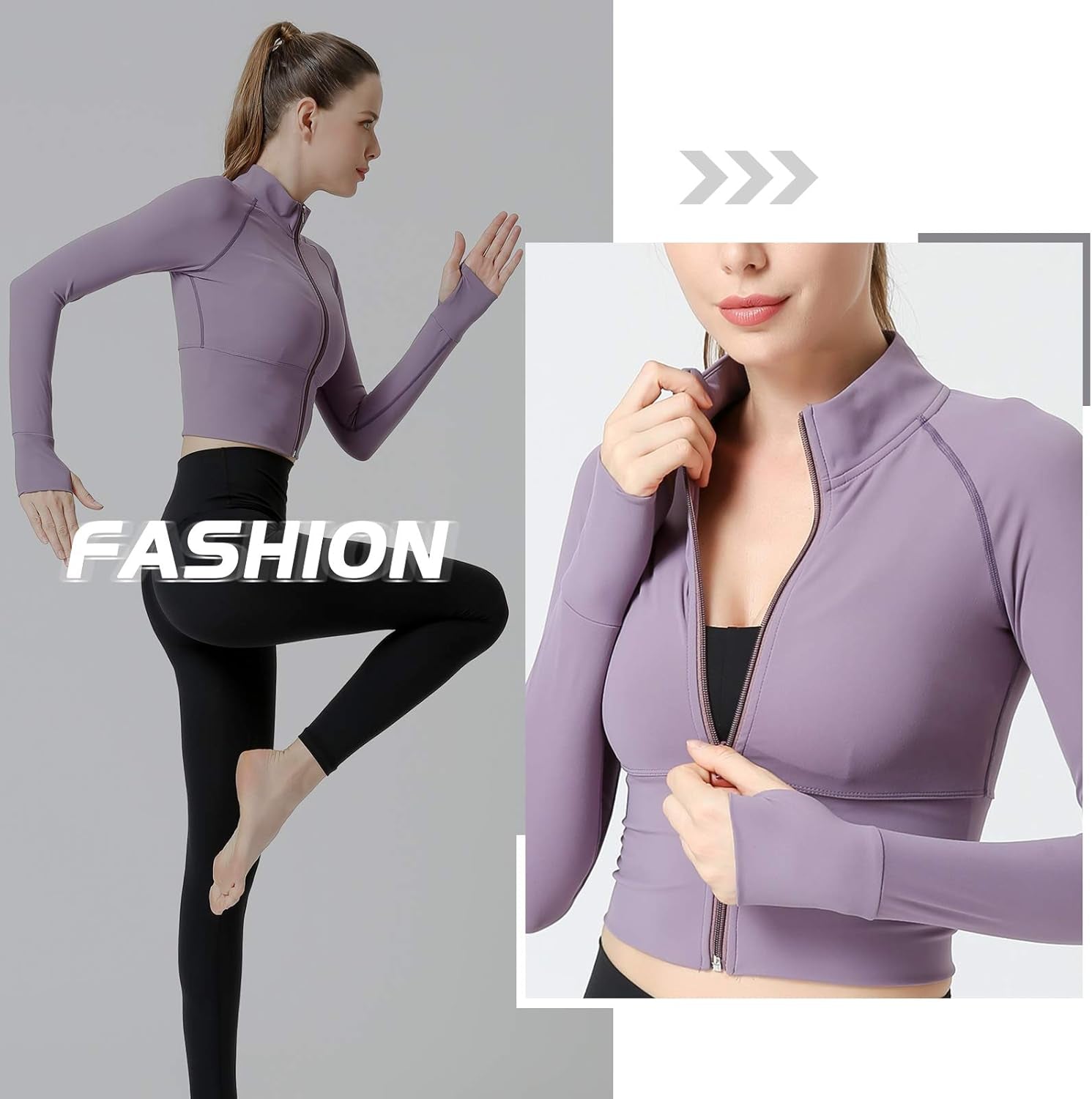 Women'S Zip up Lightweight Workout Athletic Crop Jacket Running Sports Yoga Cropped Top Seamless Fitted Activewear