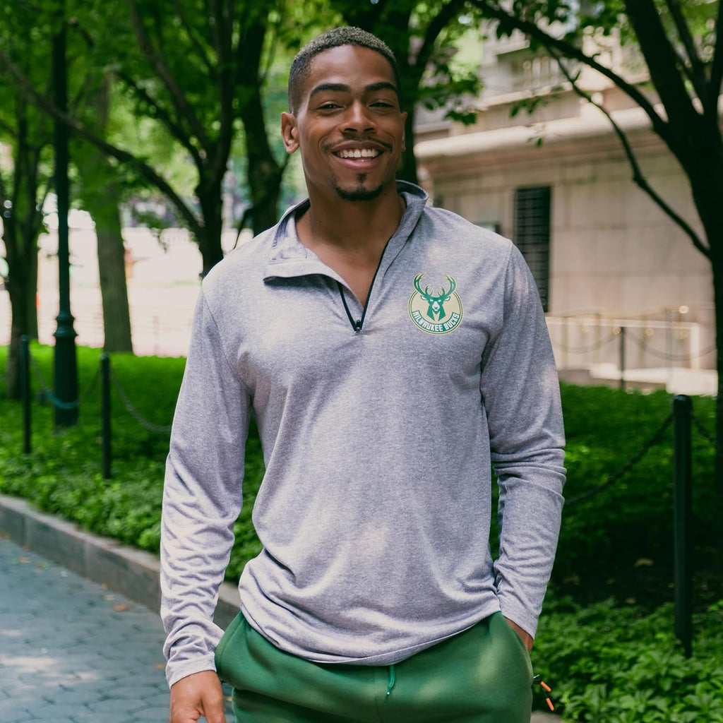 Men'S NBA Quarter Zip Long Sleeve Pullover T-Shirt