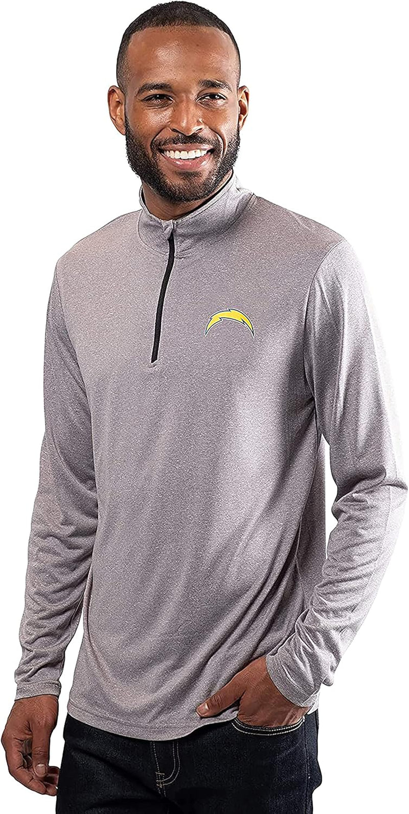 Adults NFL Official Super Soft Quarter Zip Long Sleeve T-Shirt
